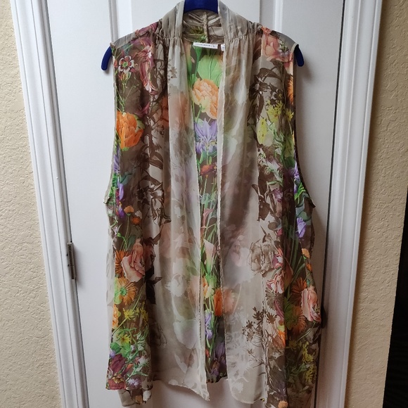 Susan Graver Tops - Susan Graver Printed Sheer Chiffon Drape Vest
